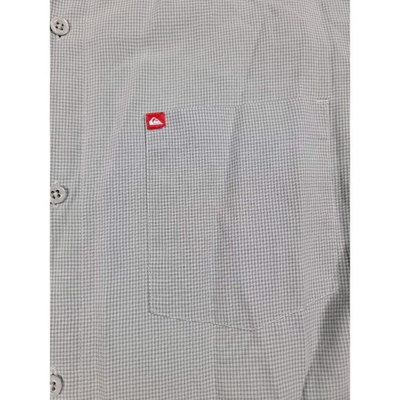 Y2K Quicksilver Button Up Shirt Short Sleeve Mens Medium Gray Check Casual - Picture 5 of 7